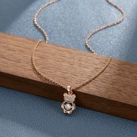 Wholesale Cute Sweet Little Bear Titanium Steel Plating Inlay 18K Gold Plated Zircon Pendant Necklace main image 2