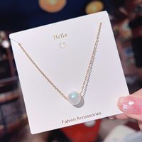 Ig Style Sweet Four Leaf Clover Butterfly Shell Titanium Steel Plating Inlay Opal Shell Zircon Pendant Necklace sku image 2