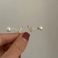 Casual Simple Style Knot Alloy Plating Inlay Pearl Zircon Women's Ear Studs main image 2