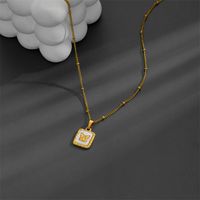 Titanium Steel 18K Gold Plated Elegant Plating Inlay Rose Butterfly Acrylic Pendant Necklace sku image 1