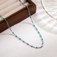Casual Vacation Round Stainless Steel Enamel 18k Gold Plated Necklace sku image 9