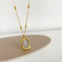 304 Stainless Steel 18K Gold Plated Sweet Simple Style Plating Rose Acrylic Pendant Necklace Long Necklace main image 1