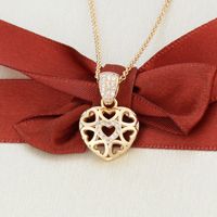 Fashion Simple Inlaid Zirconium Hollow Heart-shaped Copper Necklace New Love Pendant sku image 1