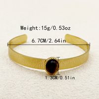 Nordic Style Vintage Style Oval 304 Stainless Steel 14K Gold Plated Natural Stone Cuff Bracelets In Bulk main image 3