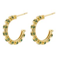 1 Pair Modern Style C Shape Plating Inlay Copper Zircon 18k Gold Plated Ear Studs main image 5