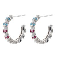 1 Paire Style Moderne Forme C Placage Incruster Le Cuivre Zircon Plaqué Or 18k Boucles D'oreilles main image 8