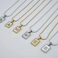 Stainless Steel 18K Gold Plated Casual Commute Plating Inlay Letter Shell Pendant Necklace main image 5