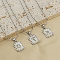 Stainless Steel 18K Gold Plated Casual Commute Plating Inlay Letter Shell Pendant Necklace main image 4