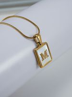Stainless Steel 18K Gold Plated Casual Commute Plating Inlay Letter Shell Pendant Necklace main image 3