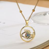 Modern Style Devil's Eye Copper Plating Inlay Zircon 18k Gold Plated Pendant Necklace main image 4