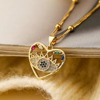Modern Style Devil's Eye Copper Plating Inlay Zircon 18k Gold Plated Pendant Necklace main image 3