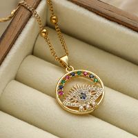Modern Style Devil's Eye Copper Plating Inlay Zircon 18k Gold Plated Pendant Necklace main image 2