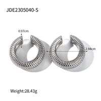 1 Pair Elegant Classic Style C Shape Fish Scale Plating Stainless Steel 18k Gold Plated Ear Clips sku image 1