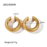 1 Pair Elegant Classic Style C Shape Fish Scale Plating Stainless Steel 18k Gold Plated Ear Clips sku image 2