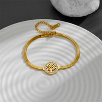 Casual Sweet Lucky Tree Titanium Steel 18K Gold Plated Artificial Gemstones Bracelets In Bulk main image 5
