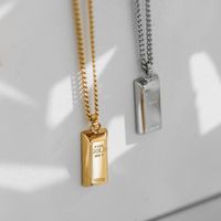 Simple Style Letter Rectangle Titanium Steel Plating 18k Gold Plated Pendant Necklace main image 1