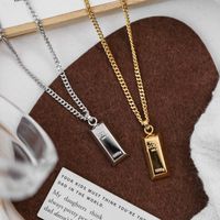 Simple Style Letter Rectangle Titanium Steel Plating 18k Gold Plated Pendant Necklace main image 2