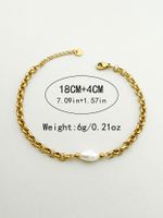 French Style Simple Style Irregular 304 Stainless Steel Freshwater Pearl 14K Gold Plated Bracelets In Bulk main image 2