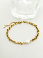 French Style Simple Style Irregular 304 Stainless Steel Freshwater Pearl 14K Gold Plated Bracelets In Bulk main image 1