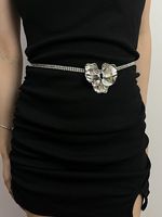 Elegant Flower Metal Inlay Women's Chain Belts sku image 1