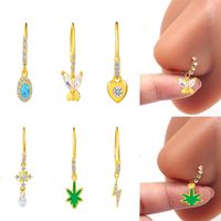 Ig Style Nordic Style Heart Shape Butterfly Stainless Steel Artificial Gemstones Nose Ring In Bulk main image 3