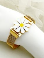 Lady Korean Style Flower 304 Stainless Steel 14K Gold Plated Bracelets In Bulk main image 4