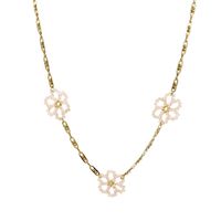 304 Stainless Steel 14K Gold Plated Lady Sweet Beaded Plating Flower Crystal Beads Flowers Necklace sku image 1