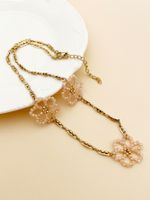 304 Stainless Steel 14K Gold Plated Lady Sweet Beaded Plating Flower Crystal Beads Flowers Necklace main image 1