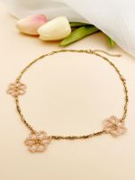 304 Stainless Steel 14K Gold Plated Lady Sweet Beaded Plating Flower Crystal Beads Flowers Necklace main image 3
