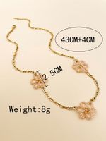 304 Stainless Steel 14K Gold Plated Lady Sweet Beaded Plating Flower Crystal Beads Flowers Necklace main image 4