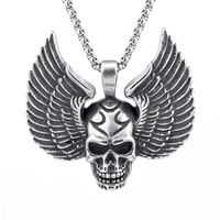 Hip-Hop Retro Punk Wings Skull 304 Stainless Steel Polishing Men'S main image 2