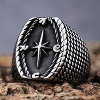 Hip-Hop Punk Compass 304 Stainless Steel Men'S Rings sku image 1