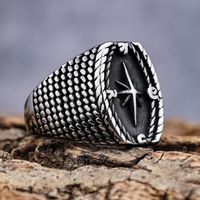 Hip-Hop Punk Compass 304 Stainless Steel Men'S Rings main image 3