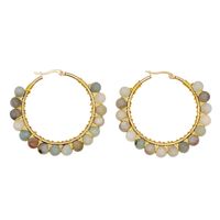 1 Pair Casual Simple Style Circle Beaded Braid Stainless Steel Stone Earrings sku image 9