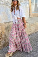 Summer Streetwear Flower 4-way Stretch Fabric Polyester Maxi Long Dress Skirts main image 4