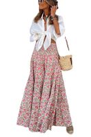 Summer Streetwear Flower 4-way Stretch Fabric Polyester Maxi Long Dress Skirts main image 5