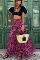 Summer Streetwear Flower 4-way Stretch Fabric Polyester Maxi Long Dress Skirts main image 6