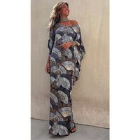 Women's Regular Dress Casual U Neck Patchwork Pleated 3/4 Length Sleeve Printing Maxi Long Dress Daily main image 6