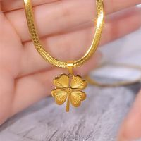 304 Stainless Steel 18K Gold Plated IG Style Plating Four Leaf Clover Pendant Necklace main image 2