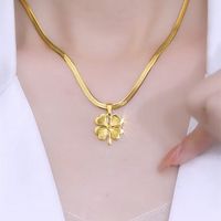 304 Stainless Steel 18K Gold Plated IG Style Plating Four Leaf Clover Pendant Necklace main image 4