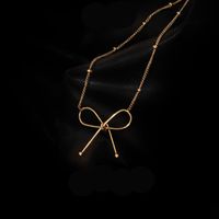Edelstahl 304 18 Karat Vergoldet Einfacher Stil Überzug Bogenknoten Halskette Mit Anhänger main image 4