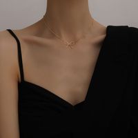 304 Stainless Steel 18K Gold Plated Simple Style Plating Bow Knot Pendant Necklace main image 1