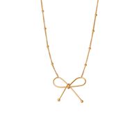 304 Stainless Steel 18K Gold Plated Simple Style Plating Bow Knot Pendant Necklace main image 2