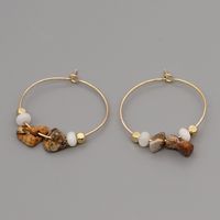 Vacation Round Artificial Gemstones Shell Beaded Women's Hoop Earrings sku image 7