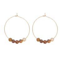 Vacation Round Artificial Gemstones Shell Beaded Women's Hoop Earrings sku image 4