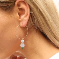 Vacation Round Artificial Gemstones Shell Beaded Women's Hoop Earrings main image 2