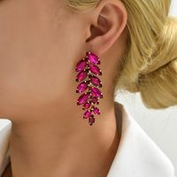 1 Pair Elegant Luxurious Leaf Plating Inlay Copper Alloy Glass Drop Earrings main image 1
