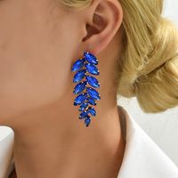 1 Pair Elegant Luxurious Leaf Plating Inlay Copper Alloy Glass Drop Earrings main image 8