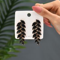 1 Pair Elegant Luxurious Leaf Plating Inlay Copper Alloy Glass Drop Earrings main image 3