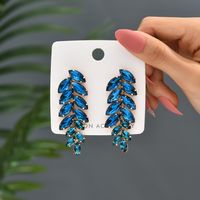 1 Pair Elegant Luxurious Leaf Plating Inlay Copper Alloy Glass Drop Earrings main image 5